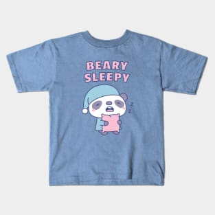 Cute Yawning Panda Beary Sleepy Pun Kids T-Shirt